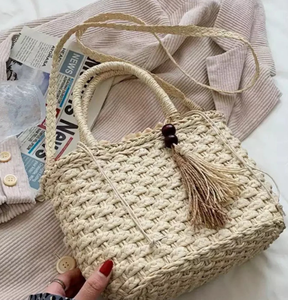 Boho Artistic Fashion Tassel <b>Straw</b> Handbag 2022 Summer New Hand Beach <b>Bags</b> Direct From Indian Supplier - Product Image 2