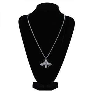 SHREYA DIAM 925 Silver Luxury Gold Plated Moissanite Bee Pendant Necklace Ruby Eyes Micro Pave Insect Design Trendy Unisex - Product Image 3
