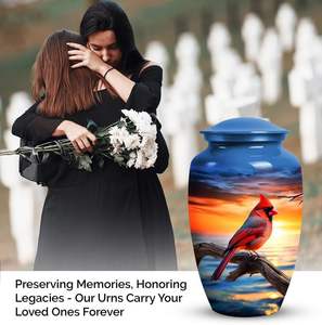 Urna con temática de pájaro Cardenal en rama de árbol al atardecer para hombre y mujer, urna funeraria para cenizas de adultos, hombres y mujeres, tamaño personalizado - Product Image 6