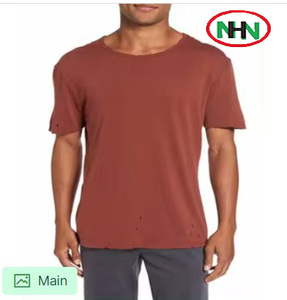 Camiseta lisa de algodón con cuello redondo para hombre, camisa de alta calidad con estampado personalizado de seda azul, Logo Oem, talla americana, venta al por mayor, 100 - Product Image 2