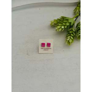 Zuni Ethnic Geometric <b>Stud</b> <b>Earrings</b> 14K Gold Rose Gold Accent Handmade Sterling Silver Pink <b>Opal</b> Pear Cut Diamond Main Post - Product Image 1