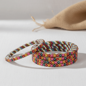 Floral Crystal Lac Bangle Stack Set of 5 Premium Crystal <b>Bracelets</b> & Bangles - Product Image 5