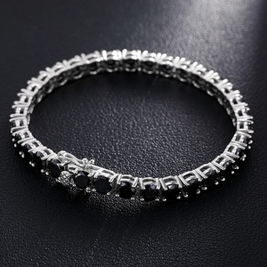 Bracelet de luxe en argent S925 plaqué or avec breloque en moissanite, style hip-hop pour homme, noir glacé, certifié IGI, taille ronde brillante - Product Image 5