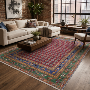 Netline Home Tiled Medallion Deep Blue Traditional <b>Washable</b> <b>Rug</b> - Product Image 1