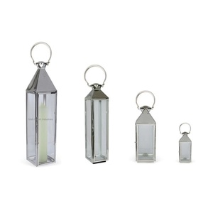 Unique Design Stainless Steel and Glass Candle <b>Lanterns</b> Set of 4 for Interior and Exterior Decor Hanging <b>Lantern</b> - Product Image 3