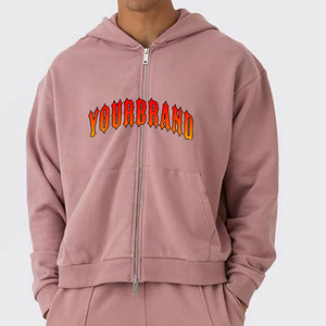 Sweat-shirt à capuche zippé pour homme, coupe ample et décontractée, épais et chaud, avec logo personnalisé en gros - Product Image 1