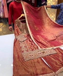 Élégant costume de fête vintage prêt à l'emploi 3 pièces en coton Salwar Kameez pour dames-longueur au sol indien pakistanais Kurta ensembles - Product Image 2