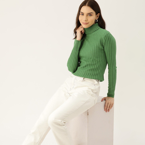 2025 hiver personnalisé Sexy couleur unie haut en coton tricots décontracté femmes pull pour manches longues pull à col roulé - Product Image 4