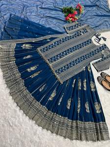 Georgette ethnique indienne pakistanaise Lehenga & Dupatta avec séquence travail couture complète robe de soirée fabricant en gros - Product Image 2