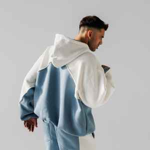 Oversize Heavyweight Hoodie Hombres Multi Panel Drop Shoulder Pullover Hood Mens Mid-Weight Baggy Hoodies Hombres - Product Image 2