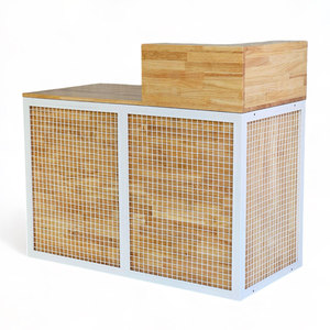 Comptoir de magasin BLT68022 avec tiroir 120x60x82cm en acier et métal, caisse enregistreuse en bois de caoutchouc - pour les détaillants - Product Image 1