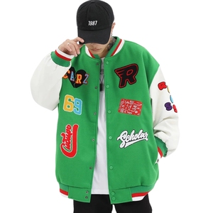 Veste universitaire personnalisée avec design Letterman pour hommes avec manches en cuir, longueur longue pour l'automne, logo de baseball sur le devant, vestes pour hommes - Product Image 1