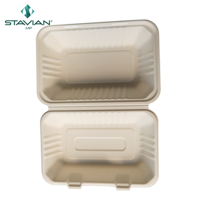 กล่องหอยฝา9x6 "เป็นมิตรกับสิ่งแวดล้อมวัสดุเส้นใยจากพืชย่อยสลายได้ปลอดภัยไมโครเวฟภาชนะบรรจุอาหารชานอ้อย - Product Image 3
