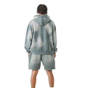 Sweat à capuche zippé intégral de haute qualité avec cordon de serrage personnalisé, effet délavé, style streetwear, coupe régulière, grandes tailles, coupe ample pour hommes - Product Image 3