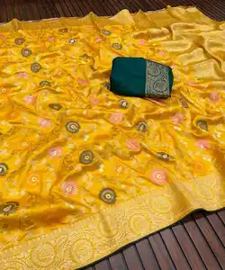 Saree Sari xu hướng mới Cording chuỗi Saree trang phục độc đáo thời trang thêu công việc sarees trên Organza với áo cánh nặng