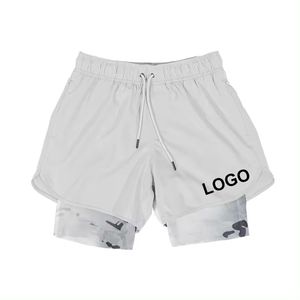 Custom Logo Lace Athletic Workout Running Shorts Double <b>Layer</b> Quick Dry Breathable Eco-Friendly Men's Polyester Gym Fitness - Product Image 1