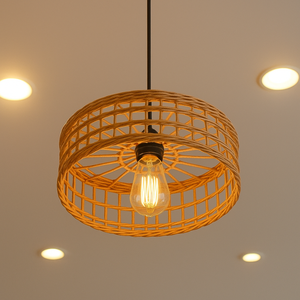 LÁMPARA DE ARMARIO DE MADERA Y RATÁN EXPANDIBLE MODERNA PARA HOGAR Y HOTEL DECORE ELEGANTE - Product Image 2