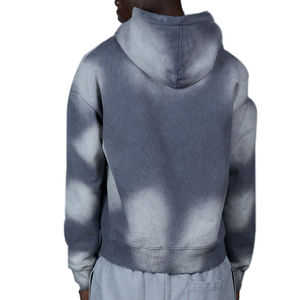 Sweat à capuche zippé pour homme, 100% coton, lourd, délavé au soleil, délavé à l'acide, épaules tombantes, vintage, en gros, logo personnalisé - Product Image 3