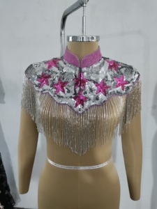 Elegante Capa Burlesque Festiva con Hermosas Hebras de Cuentas y Lentejuelas, Silueta Recta, Cierre Natural, Bordado de Perlas, Antiestática - Product Image 5