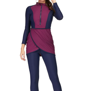 New Top Best Selling 2 Piece <b>Islamic</b> Swimsuit Long Sleeve Women's <b>Swimwear</b> Print Quick Dry Breathable Front Reversible - Product Image 3