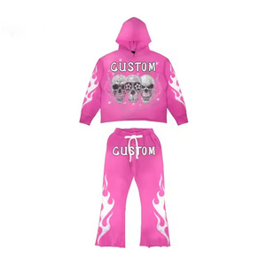 Ensemble de survêtement personnalisé délavé à l'acide prix de gros patch à capuche zippé pantalon de survêtement usé de travail survêtement lavé uni - Product Image 6