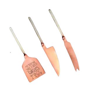 ชุดอุปกรณ์ตัดชีสสแตนเลสแบบตะวันตก ชุบเงิน พร้อมด้ามไม้ สำหรับใช้ในบ้าน โรงแรม และครัว - Product Image 2