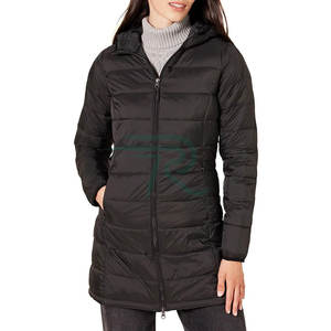 Abrigo Acolchado Largo para Mujer, Ligero, Impermeable, Transpirable, Elegante, con Decoración de Botones, Capucha Resistente al Agua, Plegable - Product Image 2