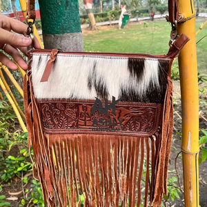 ชุดกระเป๋าถือมีขอบสำหรับผู้หญิงชุดกระเป๋าพาดลำตัวแกะสลักหนังวัวสำหรับงานออกแบบใหม่ - Product Image 1