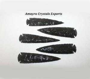 Piedra preciosa tallada negro obsidiana cuchillo ágata punta de flecha Natural hecha a mano punta de flecha de calidad superior de cristales Amayra India - Product Image 5