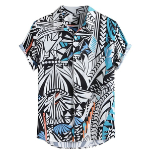 Lightweight fabric <b>Hawaiian</b> <b>men's</b> <b>shirts</b> with floral resort patterns - Product Image 3