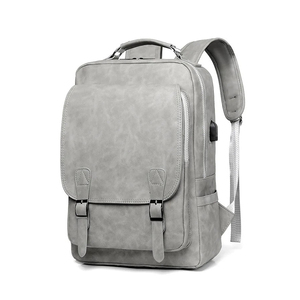 Classic Genuine Leather <b>Laptop</b> <b>Backpack</b> Unisex Softback 20-39L Zipper Hasp Closure Durable Daily Use - Product Image 2