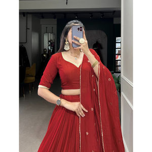 FashionHarbour venta al por mayor tarifa Pure Chanderi estilo Bollywood Lehenga Choli con Dupatta ropa de invierno tradicional para fiestas - Product Image 3