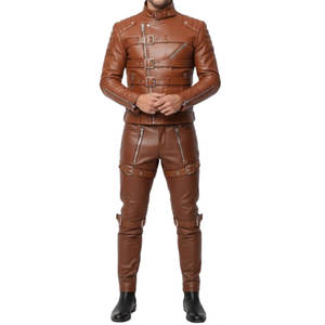 Traje de Motociclismo de Cuero para Hombre con Hebilla, Chaqueta y Pantalones de Protección, Equipo de Seguridad, Duradero y Cómodo - Product Image 1