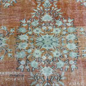 พรมตุรกีวินเทจ ขนาด 5.9x9.7 ฟุต ลายดอกไม้สีส้ม - Product Image 3