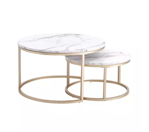 Modern Luxury High Quality Stainless Steel Coffee <b>Table</b> <b>Marble</b> Top Eco-Friendly Adjustable Storage Home Furniture - Product Image 3
