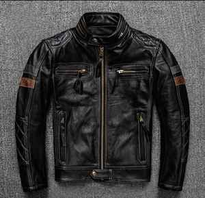 Chaqueta de piel de vaca personalizable de alta calidad Logo Estilo vintage Tela vaquera Liso teñido Cremallera Invierno Servicio OEM disponible - Product Image 6