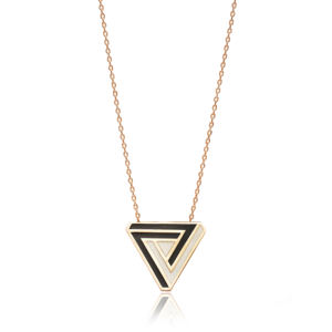 Origami Triangle Design Minimaliste Émail Charme Collier Fabriqué À La Main Conception Bijoux En Argent Sterling - Product Image 1