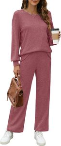Conjunto Deportivo Ecológico para Mujer, Talla XXL, Manga Larga, Color Sólido, Pantalones Deportivos con Aberturas Laterales, Estampado de Moda, Invierno 2024 - Product Image 6