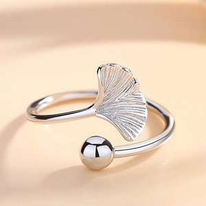 Anillo Abierto Ajustable de Plata de Ley con Corte Princesa y Diseño de Pluma, Joyería Fina Original para Mujer, Invisible y Elegante para Bodas - Product Image 2