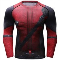 T-shirt de sport pour homme à manches longues, compression, rouge et noir, imprimé par sublimation, séchage rapide, en spandex et polyester