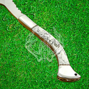 Hacha Barbuda personalizada de acero Tang D2 para caza, mango de resina Tomahawk, hacha Real con Funda de cuero, regalo Ideal - Product Image 3