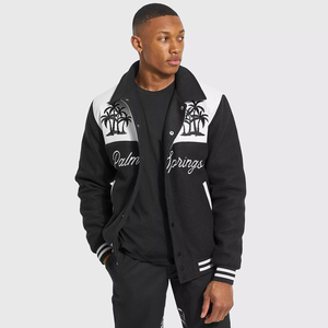 Chaqueta Universitaria para Hombre, Modelo Letterman, con Mangas de Cuero y Parche Bordado, de Lana de Alta Calidad - Product Image 1