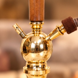 Table Top Bent Type Customizable Masloub <b>Hookah</b> Shisha Wooden Stem Brass Base Traditional Arabic Water <b>Pipe</b> Washable Hose for - Product Image 3