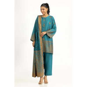 Conjunto de Traje de Jacquard Teñido con Hilo de 3 Piezas para Mujer IUSTKSD-1407 - Product Image 3