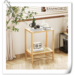 Mesita de noche de madera maciza de 17,55 "W industrial moderna antigua con almacenamiento para dormitorio o sala de estar para el hogar o el hotel - Product Image 2
