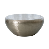Nouvelle arrivée Table basse en aluminium plaqué argent Texture unique Table centrale ronde à faible hauteur pour meubles de salon