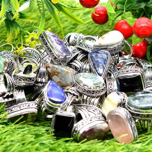 2025 spécial en gros Lot 925 argent massif en laiton lunette réglage main conception Multi pierres précieuses coupe ovale pour les mariages fêtes - Product Image 1