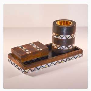 Ensemble cadeau de brûleur d'encens simple en bois et résine avec parfum d'aromathérapie écologique, décor durable et longue durée - Product Image 1