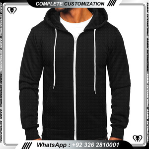 Meilleur prix Sweats à capuche de haute qualité pour hommes Zipper-Up Oversized Plain Dye Impression numérique Plus Size Puff Technique - Product Image 3