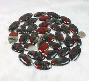 หินเลือดแอฟริกันธรรมชาติคุณภาพสูงขัดผสมรูปร่างเป็นจำนวนมากอัญมณีหลวมสำหรับทำจี้เงิน - Product Image 3